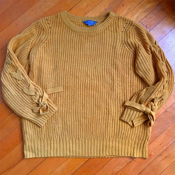 Dorothy Perkins Mustard Tie Sleeve Sweater - Picture 3 of 5